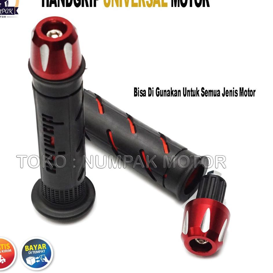 Grip Handgrip Motor Variasi no Plus Jalu Stang Untuk Motor Matic , k dan Moge - MERAH 