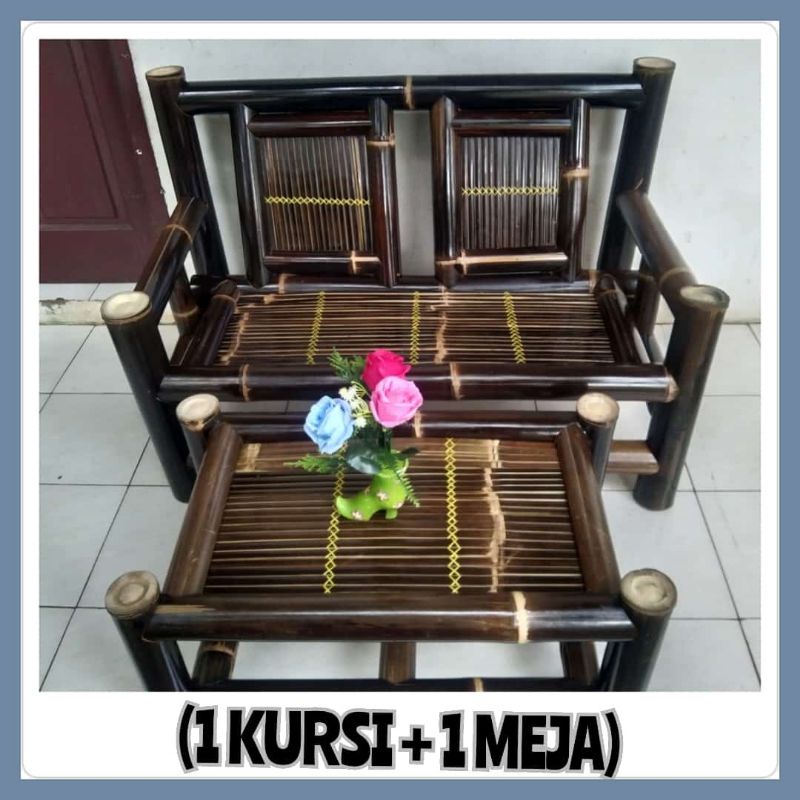 Bale Bambu/Bambu wulung/Lincak/Kursi Teras Bambu Hitam