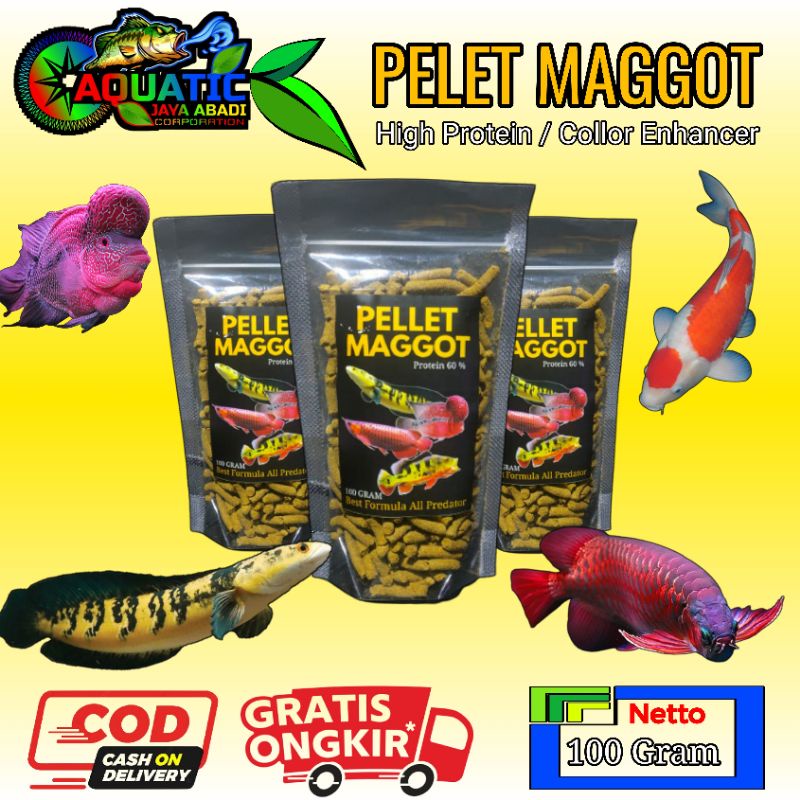 Pelet Maggot 100 Gram Pelet Channa Arwana Pbass Oscar