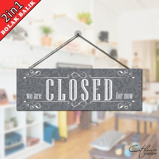 WDD006 SHOP SIGN - home wall decor tulisan open close buka tutup - TOKO