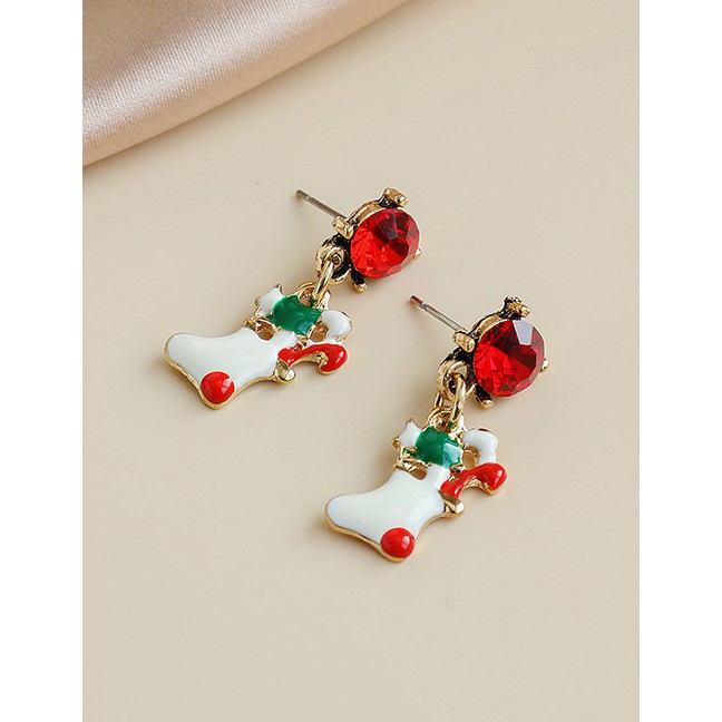 LRC Anting Tusuk Natal Fashion Alloy Diamond Christmas Series Earrings P47514