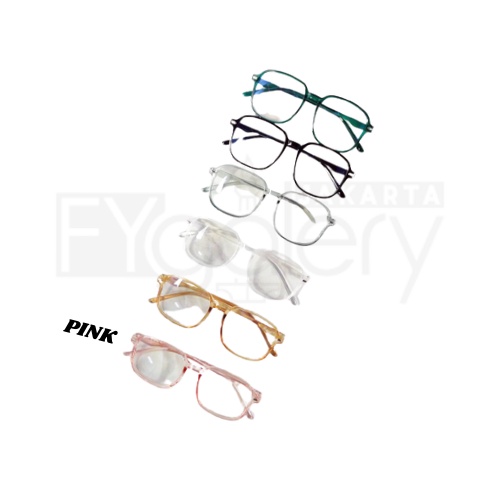 FYGALERYJAKARTA K701 Kacamata Anti Radiasi Frame Lensa Transparan Wanita Pria Murah-Pink