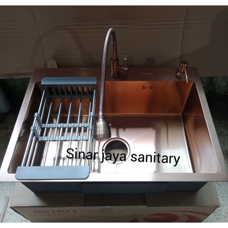 Paket komplit kitchen sink 6045 rose gold / Bak cuci piring antik rose gold 6045