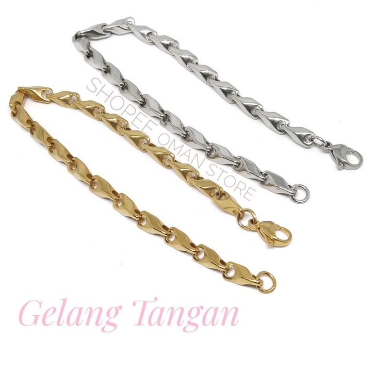 Gelang tangan pria keren Rantai titanium emas putih anti karat selamanya