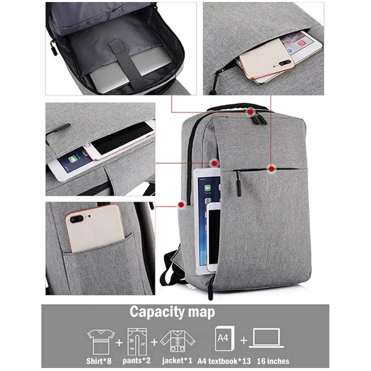 Tas Sekolah Ransel Kerja Import Model Korean Dengan Tempat Laptop Port USB