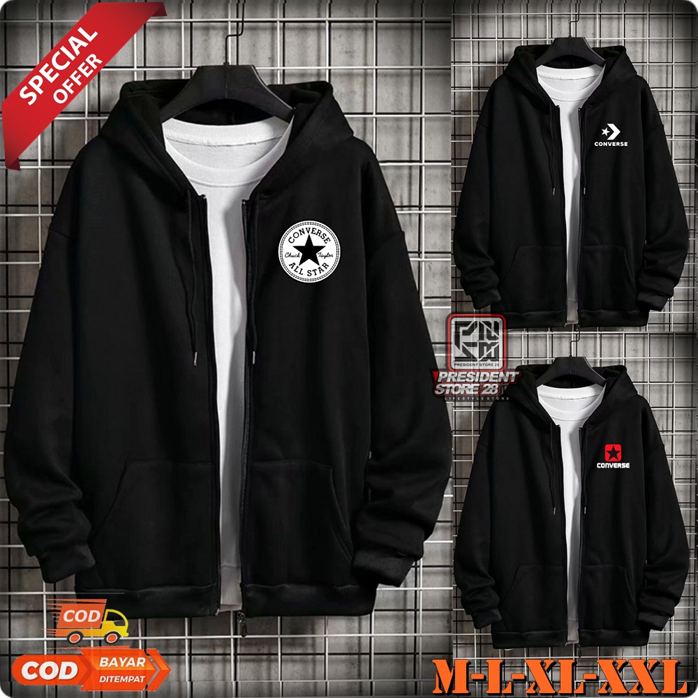 (READY) ZIPPER HOODIE CONVERSE / HOODIE CEWE COWOK / SWITER PRIA WANITA HOODIE / HOODIE ZIPER CONVERSE LARIS