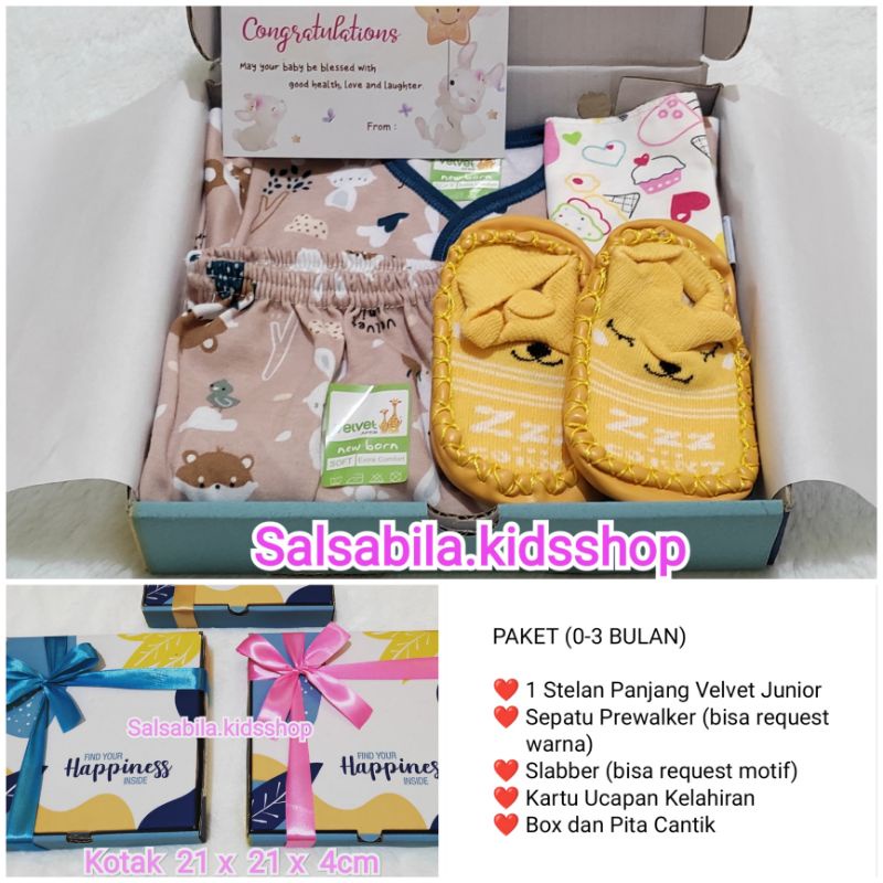 HAMPERS BAYI NEWBORN VELVET JUNIOR / KADO LAHIRAN BAYI MURAH-PAKET STELAN PJG E