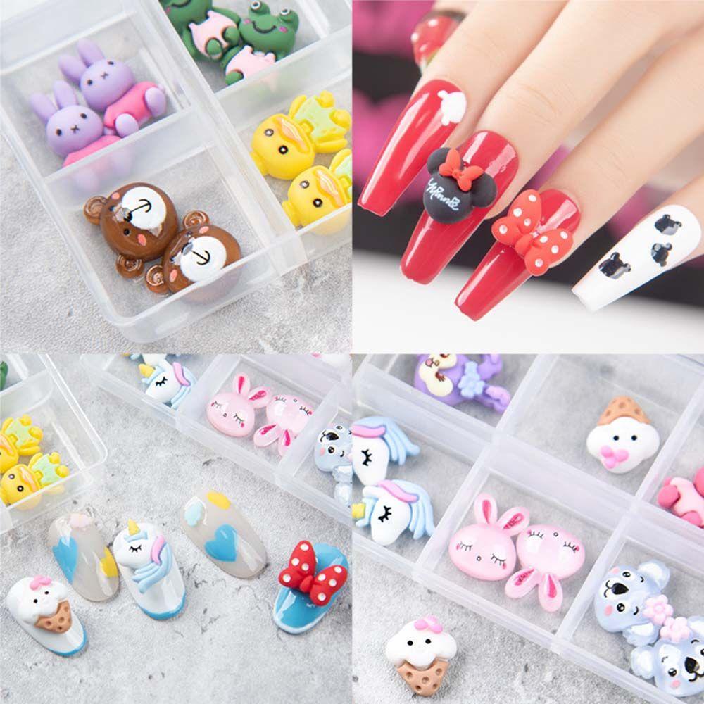 AUGUSTINA Augustina Dekorasi Nail Art 3D Jepang Frosted Little Bear Unicorn Rabbit DIY Nail Art