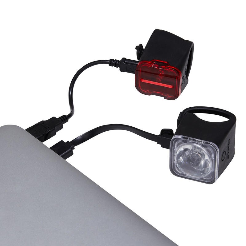 BTWIN ST 540 Set Lampu Sepeda Depan atau Belakang USB Dapat Di Isi Ulang