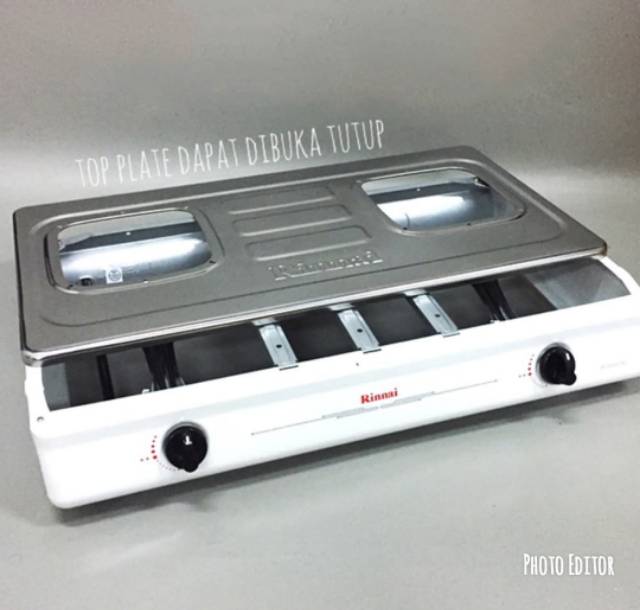 Kompor Gas Rinnai 602E W  - Putih [2 Tungku] Kompor Gas Bisa Bukaan Atas/ Kompor Stainless 2 Tungku