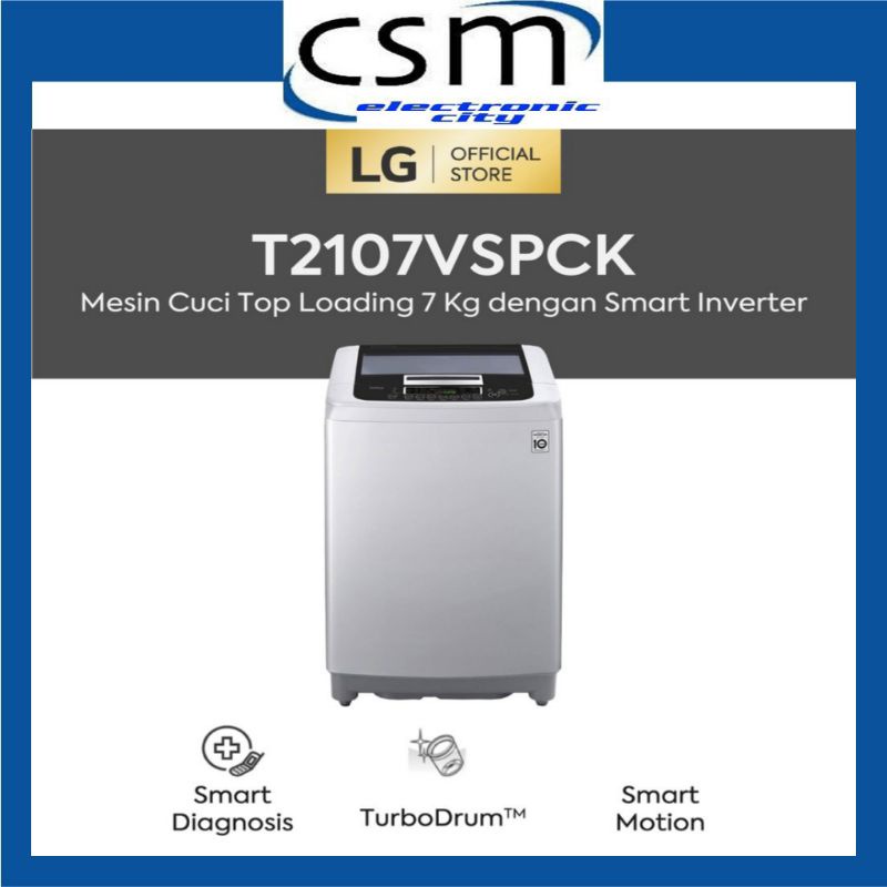 MESIN CUCI 1 TABUNG LG T 2107 VSPCK 2107VSPCK TOP LOADING 7 KG