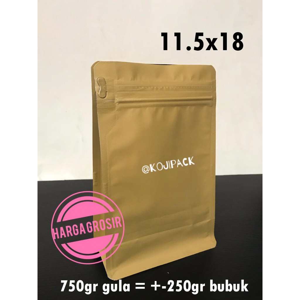 Flat Bottom Ecopack Gusset Standing Pouch 11.5x18 Paper Coklat 750gr