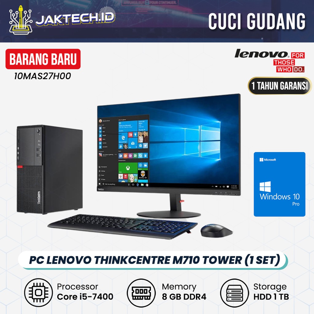 PC Lenovo M710 Tower (1 Set) Core i5 8GB HDD 1TB WIN10 [CUCI GUDANG]