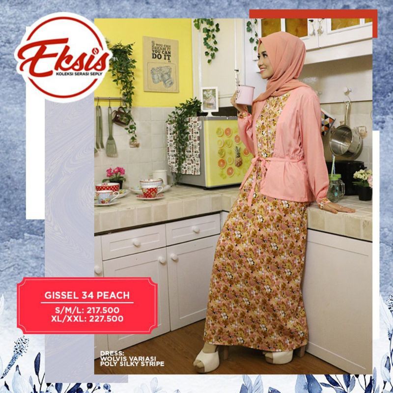 #SALE Seply Gisel 34 Peach, gamis murah busui