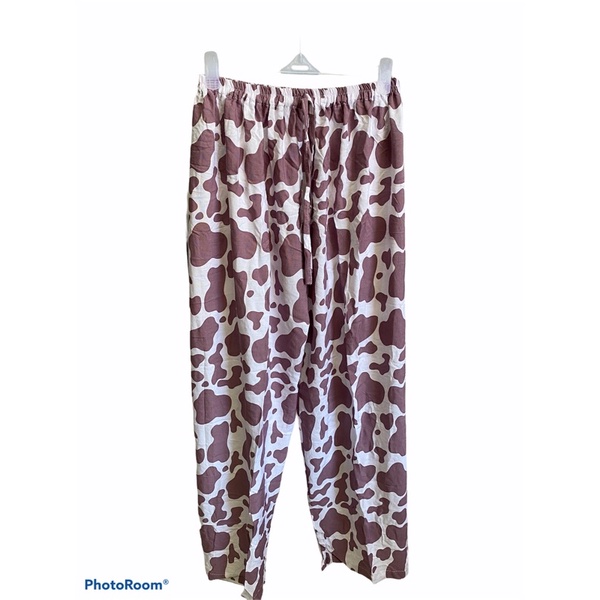 CELANA KULOT PANJANG WANITA TALI POLOS & MOTIF A031-Coklat nude sapi