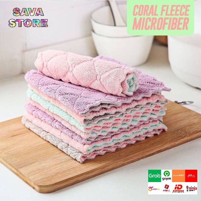 Kain Lap Microfiber Serbet Dapur Piring Serap Air &amp; Minyak