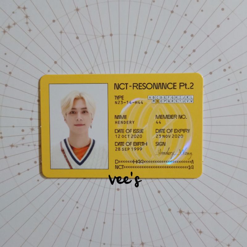 ID CARD HENDERY DEPARTURE RESONANCE NCT WAYV