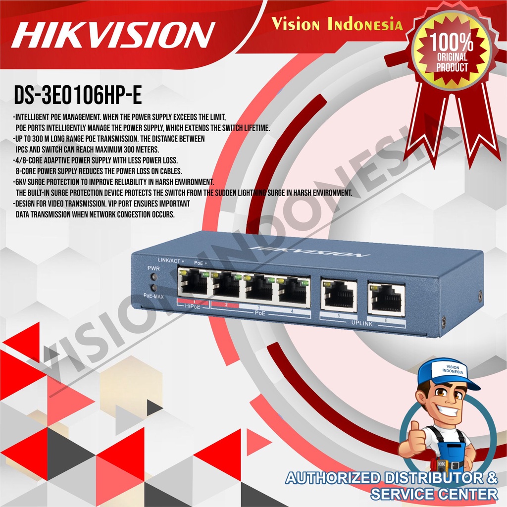 HIKVISION POE / POE HIKVISION DS-3E0106HP-E UNMANAGE