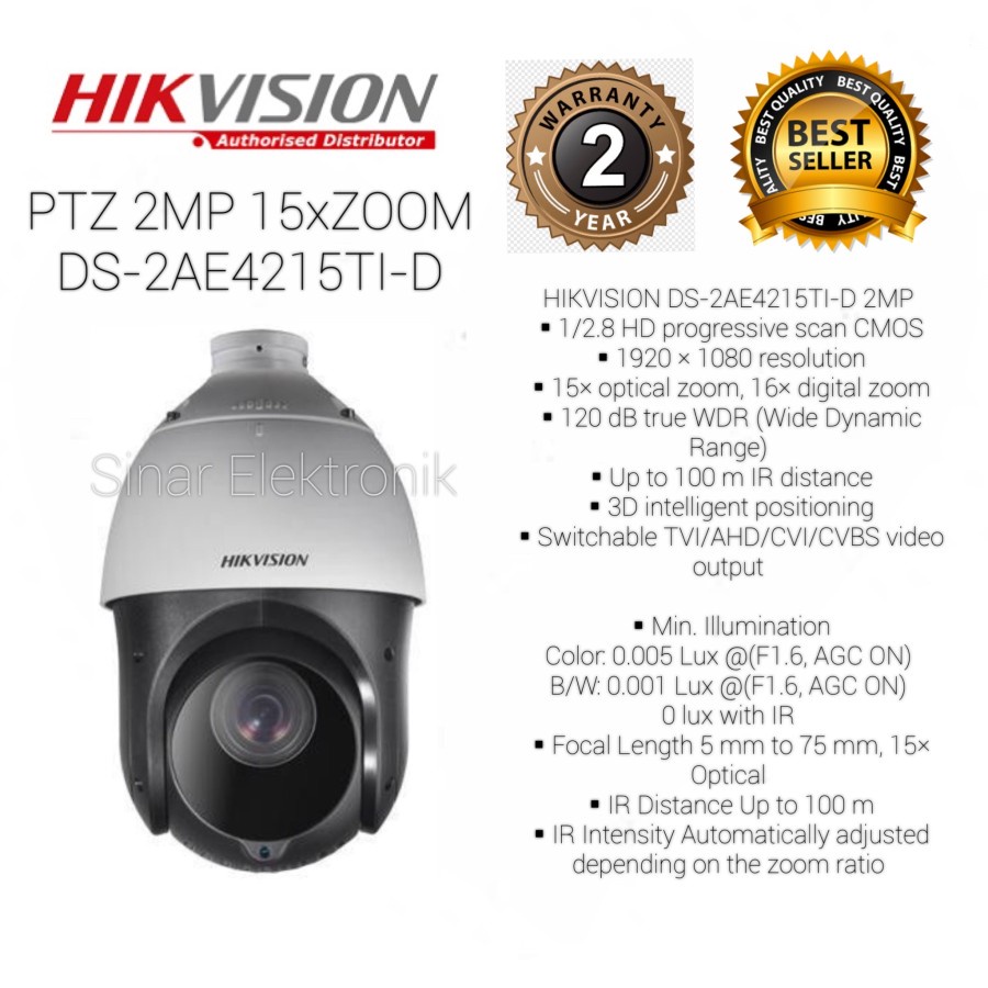 HIKVISION PTZ CAMERA 2MP 15xZOOM DS2AE4215TI-D