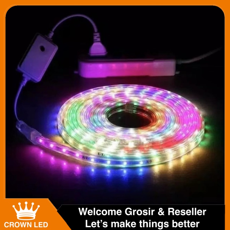 Lampu LED STRIP 3528 2835 220v 10METER 5050 OUTDOOR &amp; INDOOR STRIP SELANG RGB