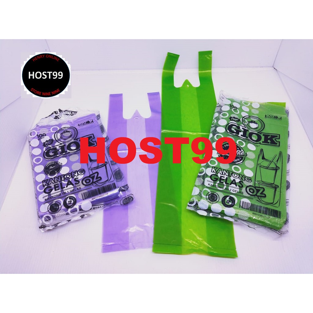 Kantong Plastik Kresek HD Gelas OZ Warna 1Cup / 2Cup