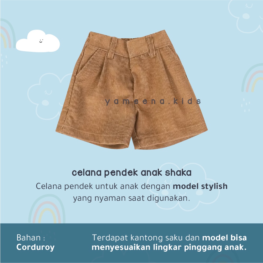 Yameena Kids Pakaian Short Pants Celana Pendek Anak Laki Laki Dan Perempuan Ukuran 1- 7 Tahun Bahan Cudoroy By Yameenakids