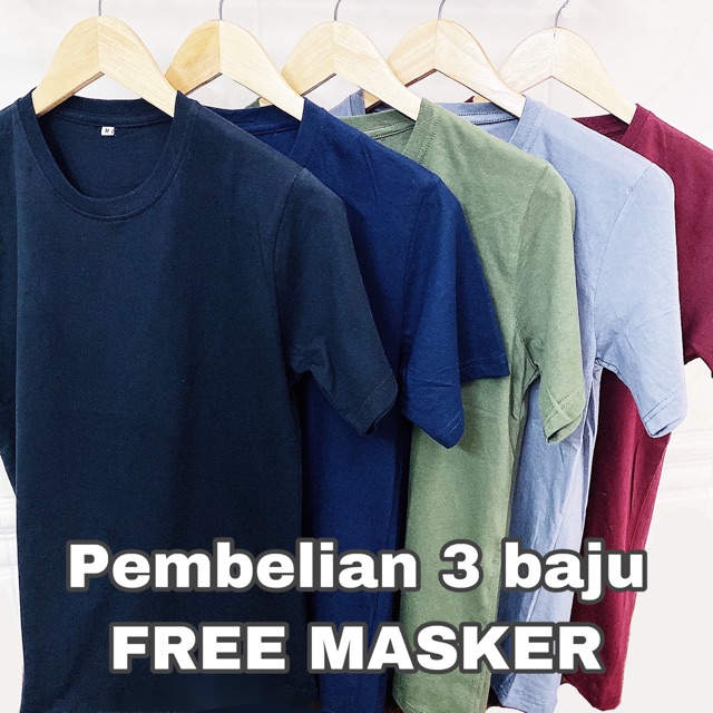 PAKET HEMAT LEBARAN 3 pcs baju kaos polos