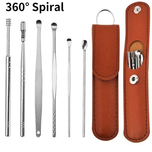 Pembersih Telinga Korek Kuping Ear Wax Picker 1 Set 6 PCS Stainless Steel