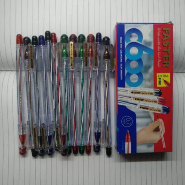 

Pulpen Faster C600 C-600 0.5 Hitam Semi Gel Eceran Per lusin Hitam Biru