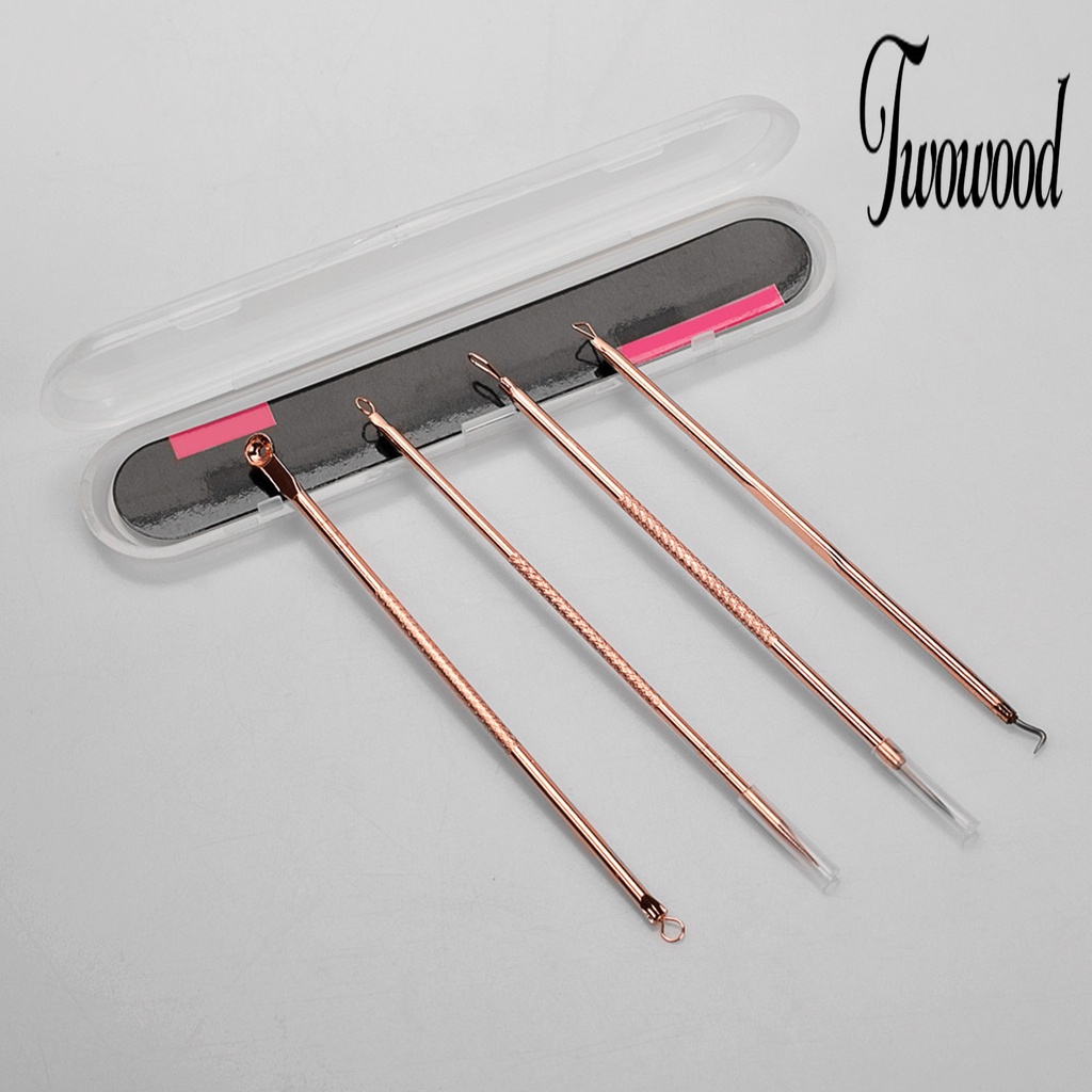 4pcs / Set Alat Penghilang Komedo Dan Jerawat Bahan Tembaga Stainless Steel Untuk Wanita