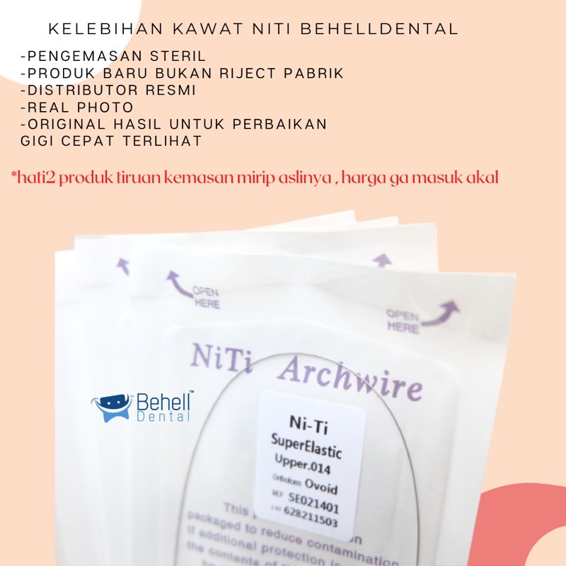 1pics ORI | KAWAT NITI BEHEL BRACKET PERMANEN ELASTIS . WIRE GIGI DENTAL 0.12 0.14 0.16 BEHELLDENTAL