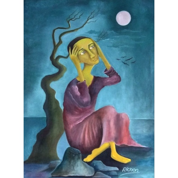 Lukisan cat minyak di kanvas