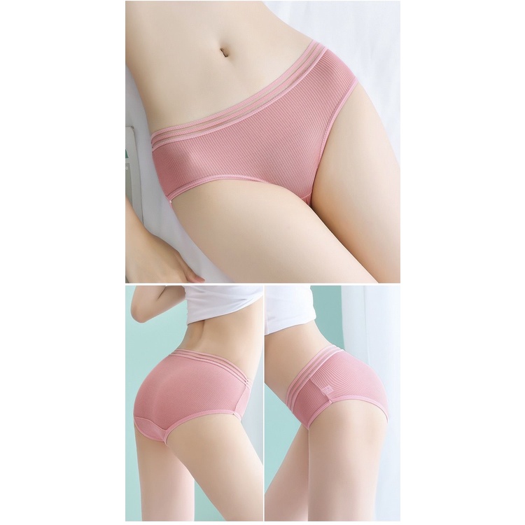 [ LINGERIE MASTER ] - (C-19) Celana Dalam Wanita Underwear Cewek Polos list hitam Celana Dalam Korea Bahan Katun-8