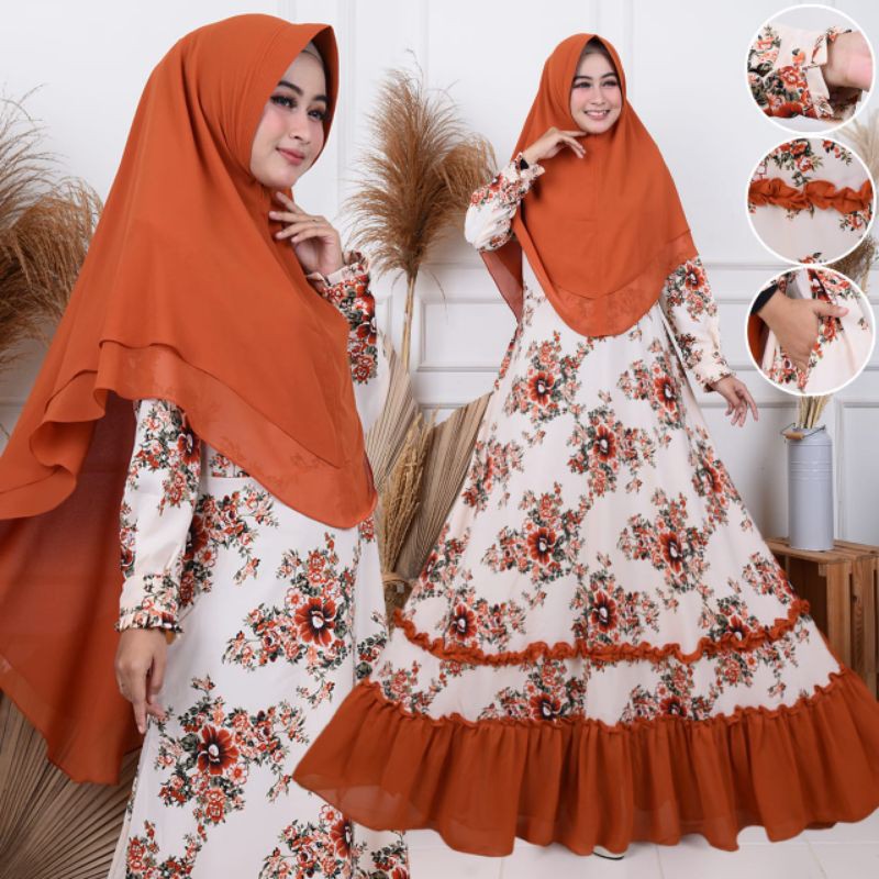 baju gamis rempel terbaru motif bunga