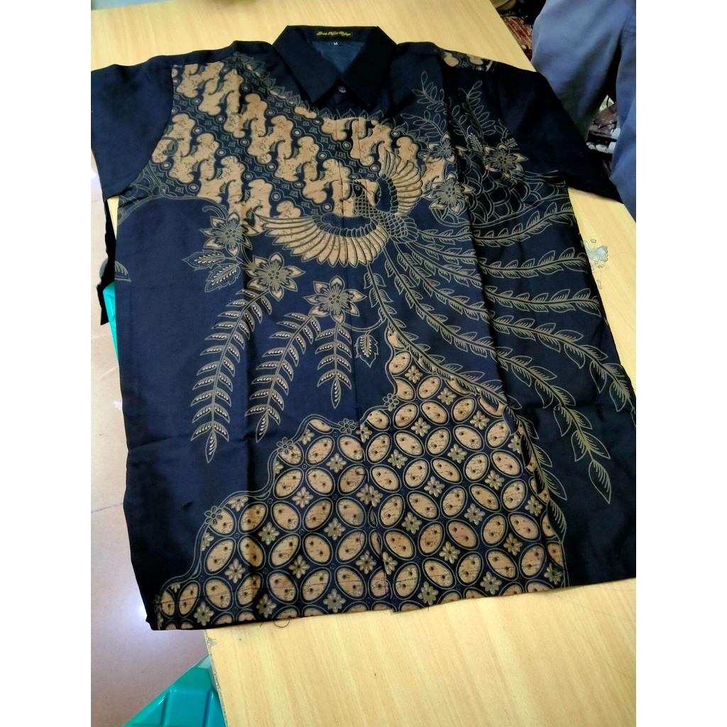 Kemeja batik pria terbaru / batik lengan panjang lapis furing / baju batik warna hitam / kawungpurwo