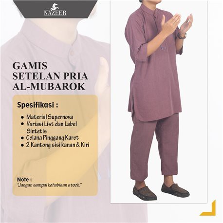Baju Koko Gamis Pria Muslim Setelan AL MUBAROK