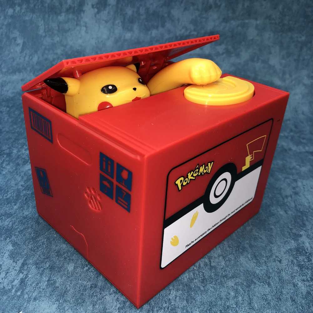 Celengan Lucu Steal Money Piggy Bank Model Pikachu / Celengan Karakter Pikachu Pencuri Koin Murah Unik Lucu / Celengan Anak Perempuan Laki Laki Anime / Celengan Unik Pikachu / Mainan Edukasi / Celengan Target Buka Tutup Motif Pikachu Merah Original