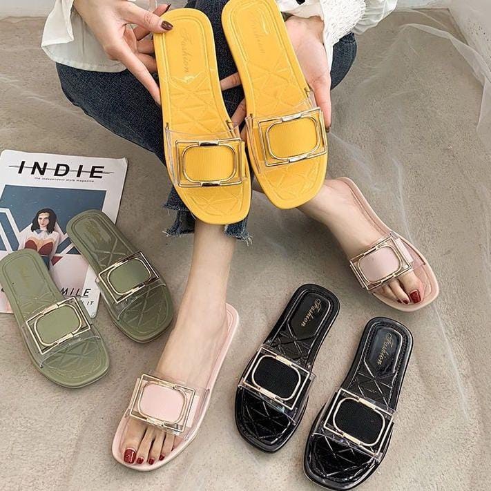 Sandal Flat Wanita Simple Kekinian Import Real Pict Tmall88