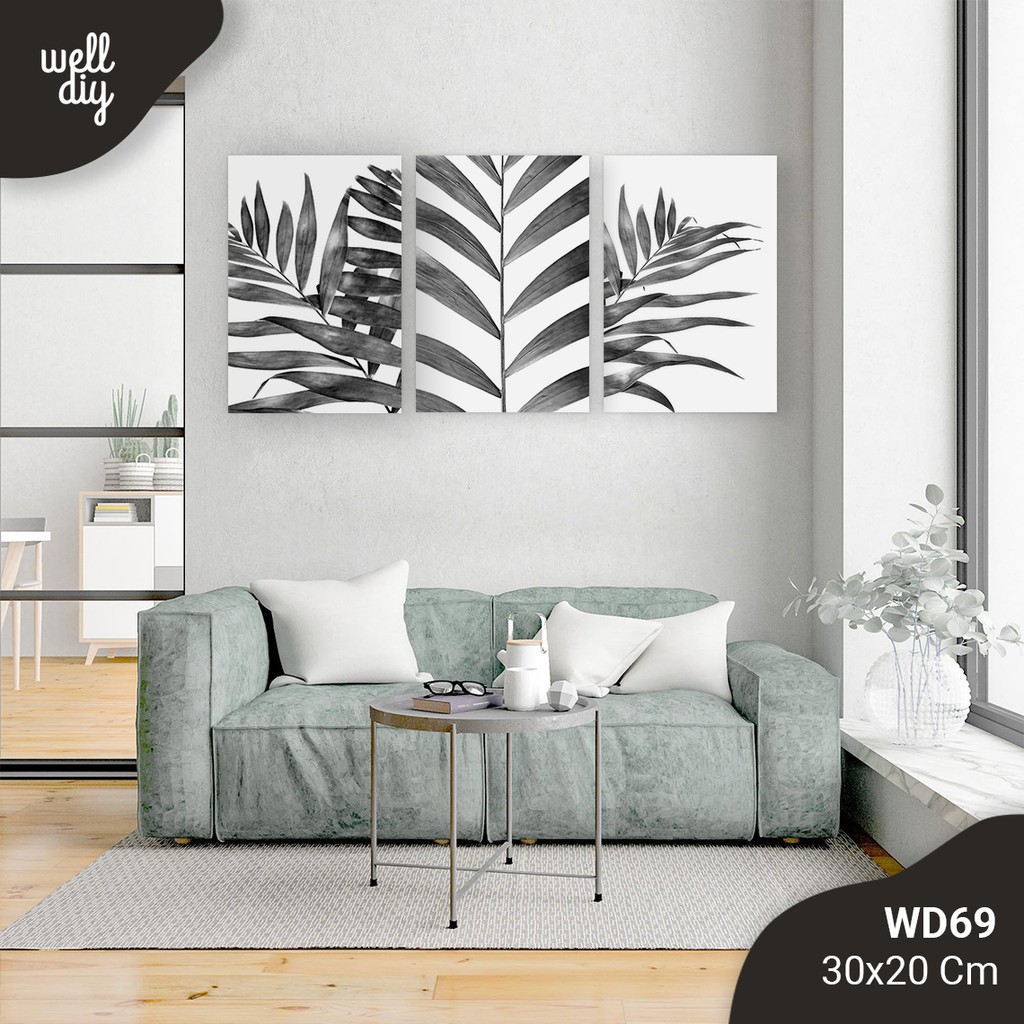 Hiasan Dinding Hiasan Kamar Wall Decor Leaf Monochrome - WD69