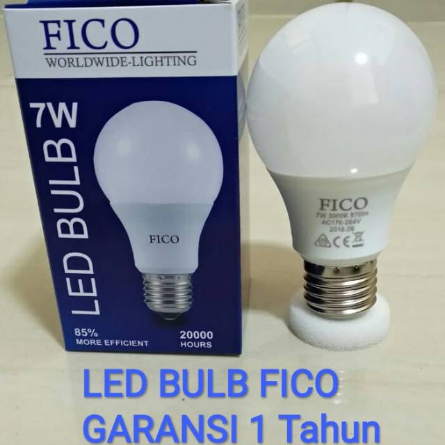 Lampu LED Bohlam ( Bulb ) Fico 7 Watt ( Putih & Kuning )