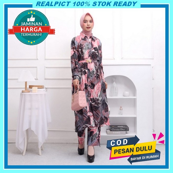 Avida Set Long Crinkel Premium Terlaris | One Set Tunik Busui Jumbo Ld One Set Long Rayon Setcel Tun