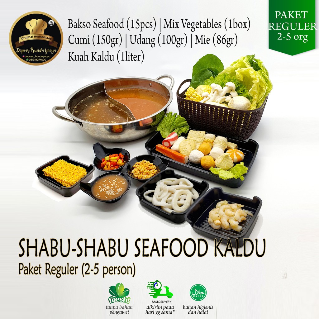 

Paket Shabu/Suki/Steamboat Seafood Kaldu Reguler 2-5 orang (Halal Food)