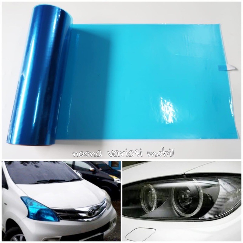 Stiker Lampu Smoke Hybrid Gossy BIRU MUDA Sticker Hybrid HaedLAMPU LEBAR 30CM PANJANG 100CM DAN 50CM