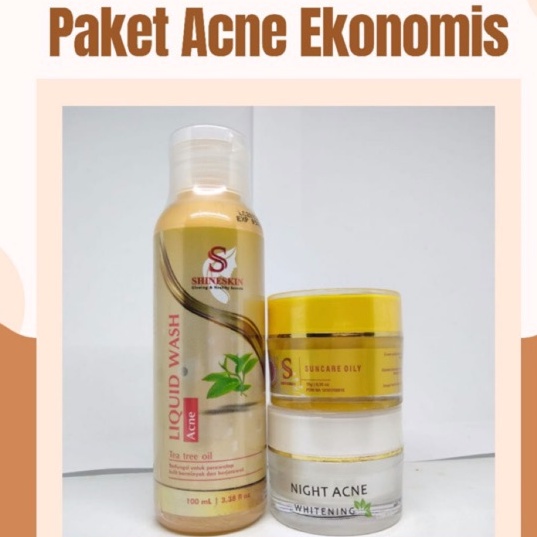 SHINESKIN PAKET ACNE WHITENING GLOW ISI 3 (original paket acne)