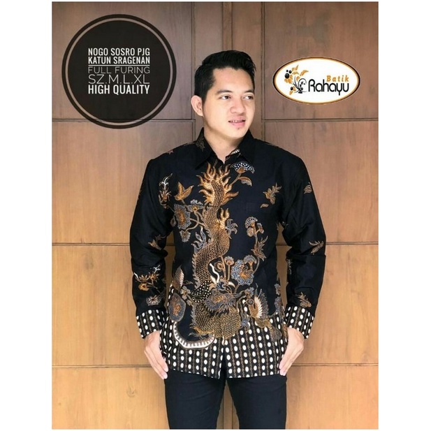 NOGO SOSRO KEMEJA BATIK SOLO PRIA LENGAN PANJANG LAPIS FURING ATASAN PREMIUM MODERN BATIKSOLOAMANAH