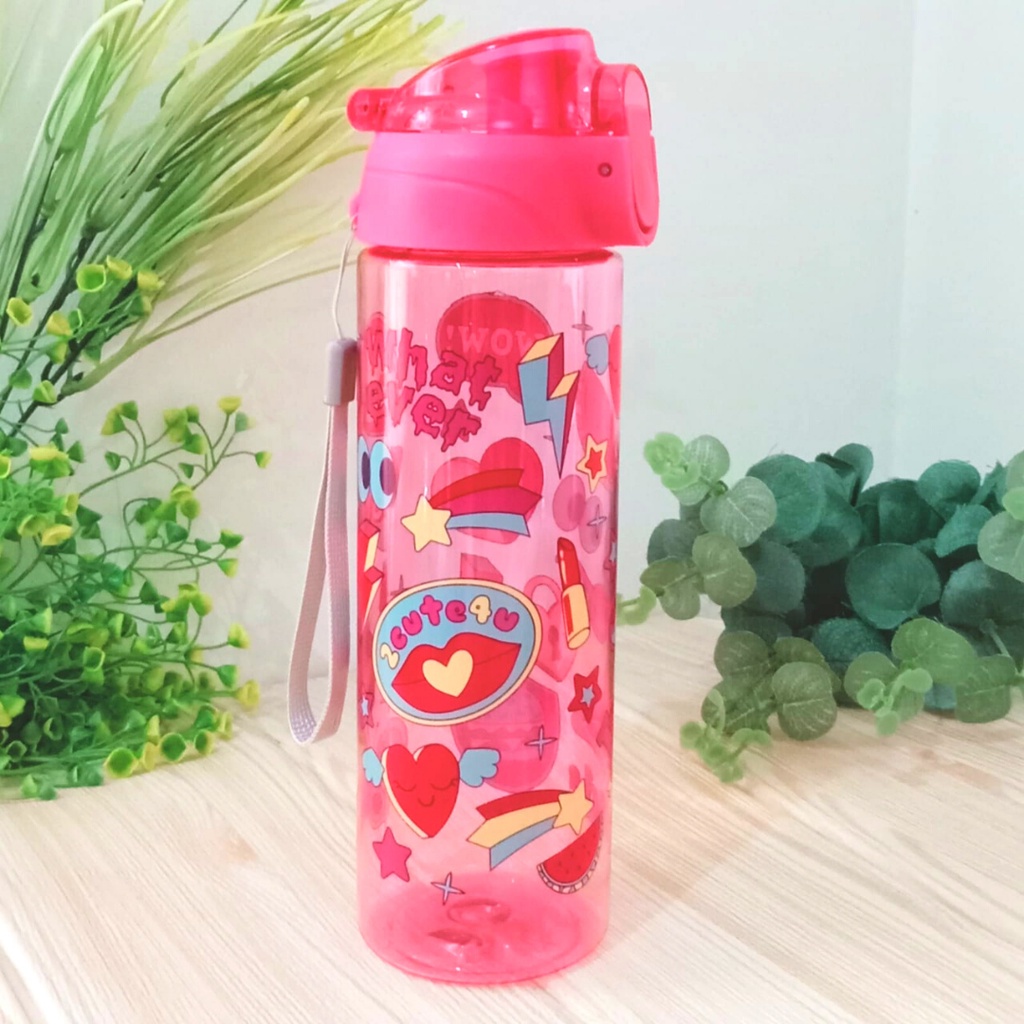 Botol Minum Anak Sekolah Smiggle Warna Warni 700 ml Gambar Karakter Lucu Flip Top Body Colorful