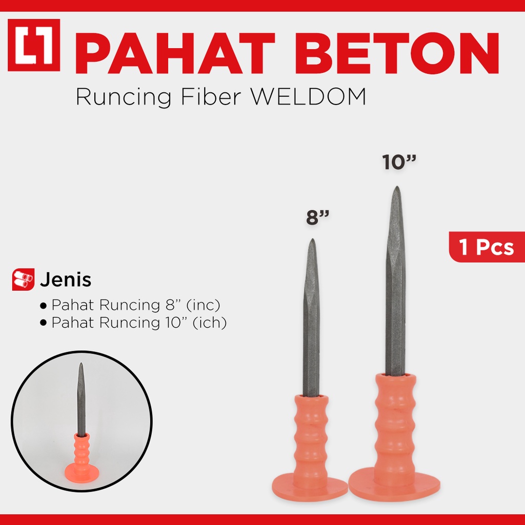 Pahat Batu Beton Runcing  Fiber - 8''/10'' - Weldom