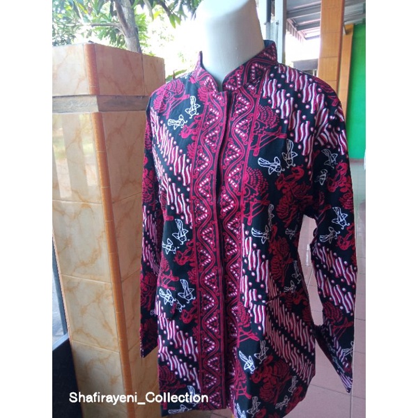 Baju Batik Banyuasin Hitam Wanita / Baju Dinas Batik Banyuasin Wanita