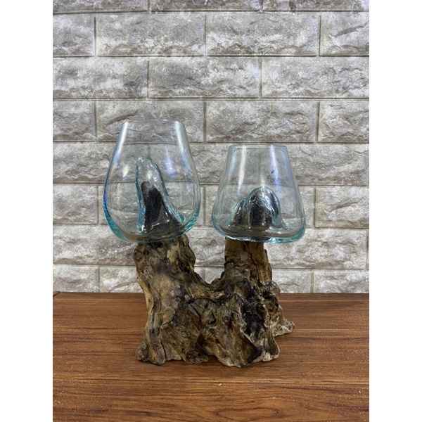 Aquarium kaca tiup akar kayu cabang 2 utk ikan Cupang