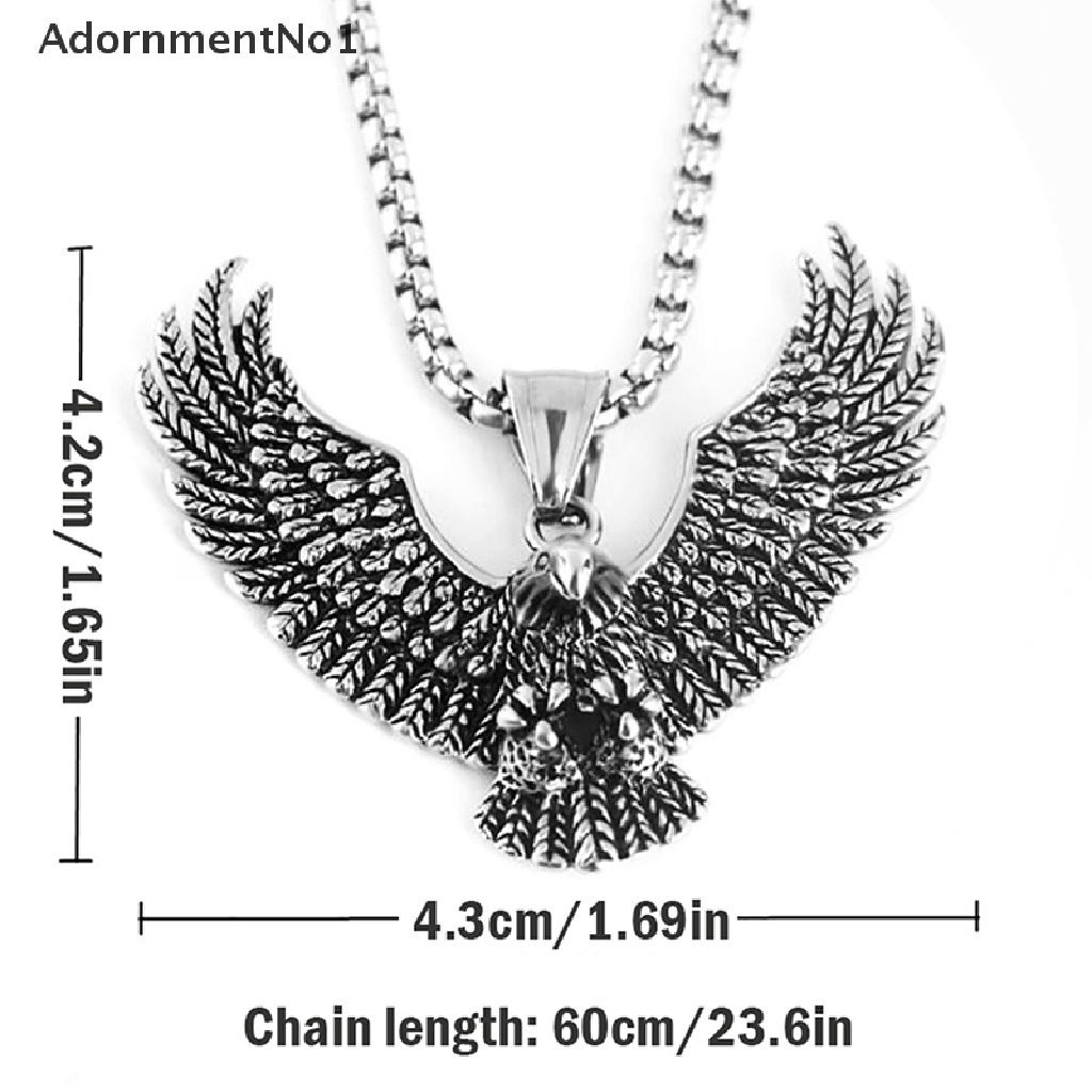 (AdornmentNo1) Kalung Rantai Liontin Burung Elang Terbang Bahan Stainless Steel Gaya Vintage Untuk Pria